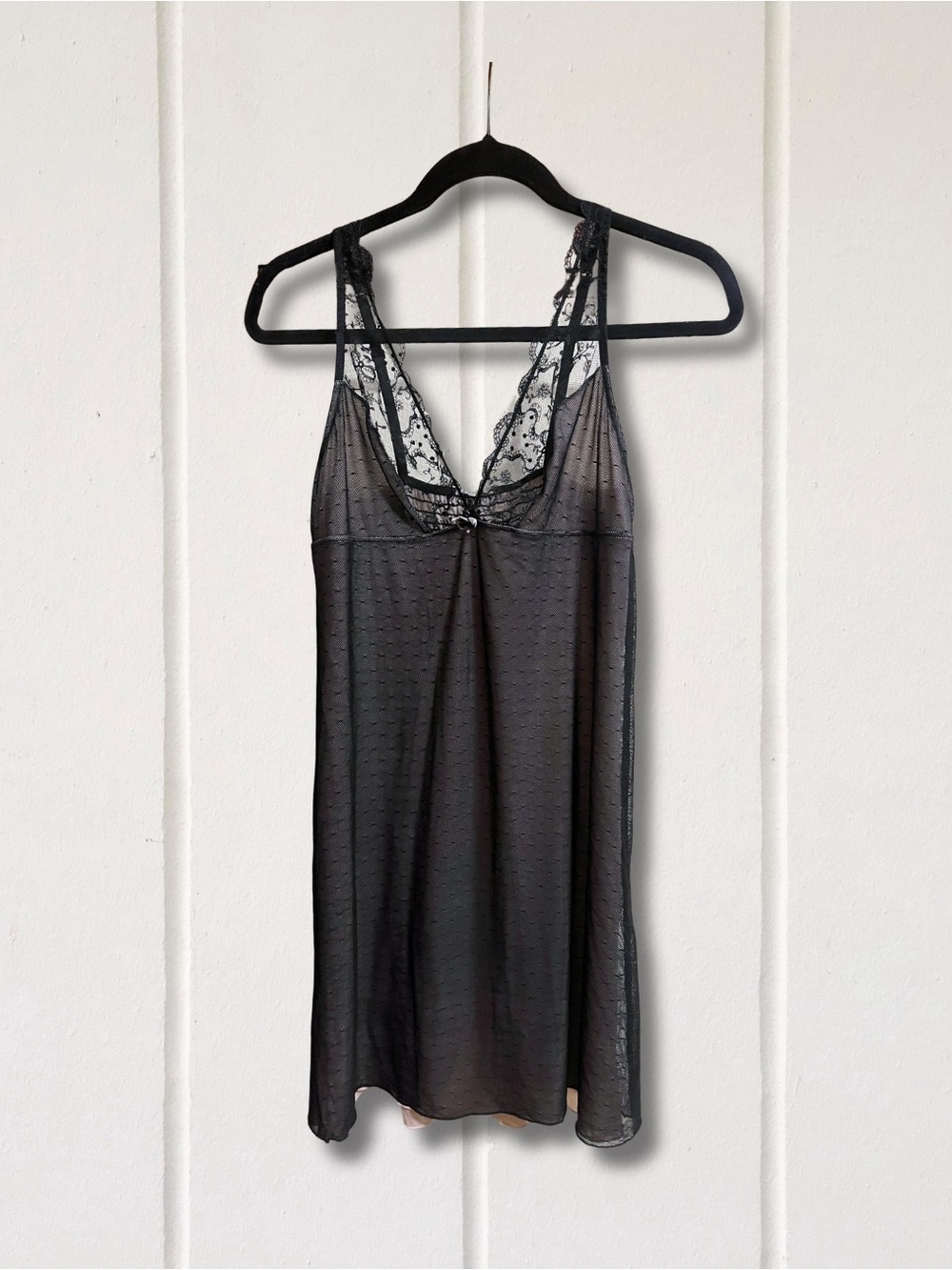 intimissimi Black Sheer Lace-Trim Slip dress